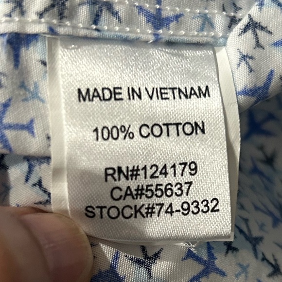 Johnston & Murphy Men’s Short Sleeved Shirt, XL, Airplane Print, Blue & White - Picture 7 of 10